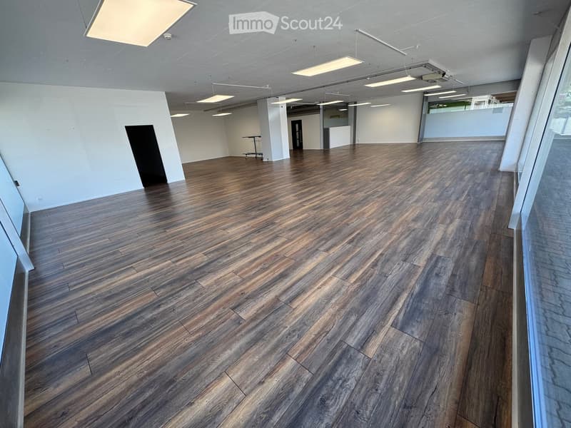 Empty room with wooden flooring, white walls, and modern lighting fixtures. No furniture or equipment present.