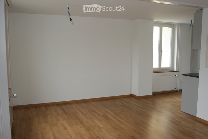 empty room, wooden floor, white walls, window, radiator