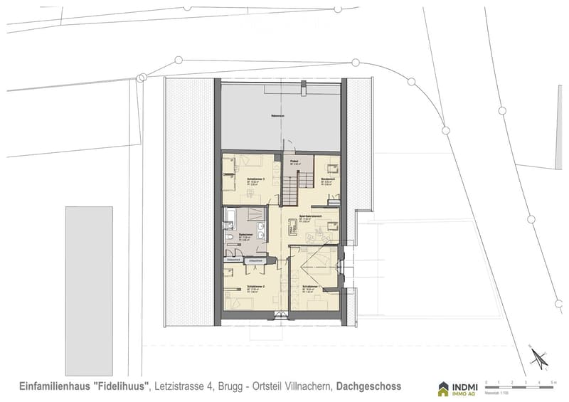 Floor Plan. Floor plan of a single-family house attic level showing multiple rooms including bedrooms, bathrooms, and a gallery area.