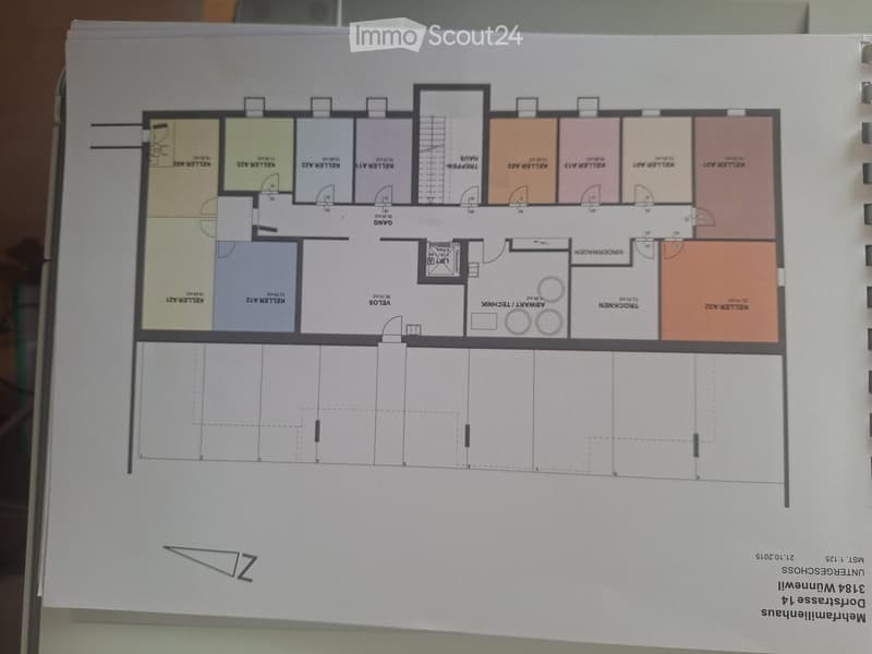 Floor Plan. Floor plan of a multi-unit building with multiple bedrooms, bathrooms, and common areas.