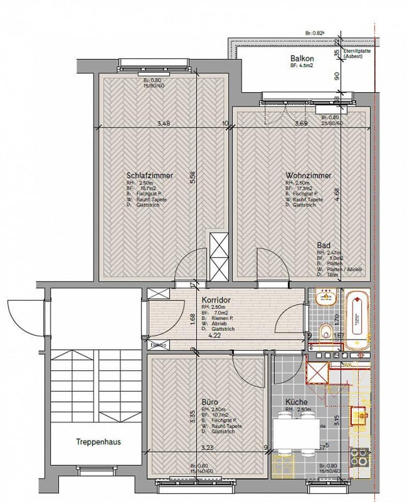 Floor Plan. Floor plan showing a 2-story house with a bedroom, living room, bathroom, kitchen, office, hallway, staircase, and balcony.