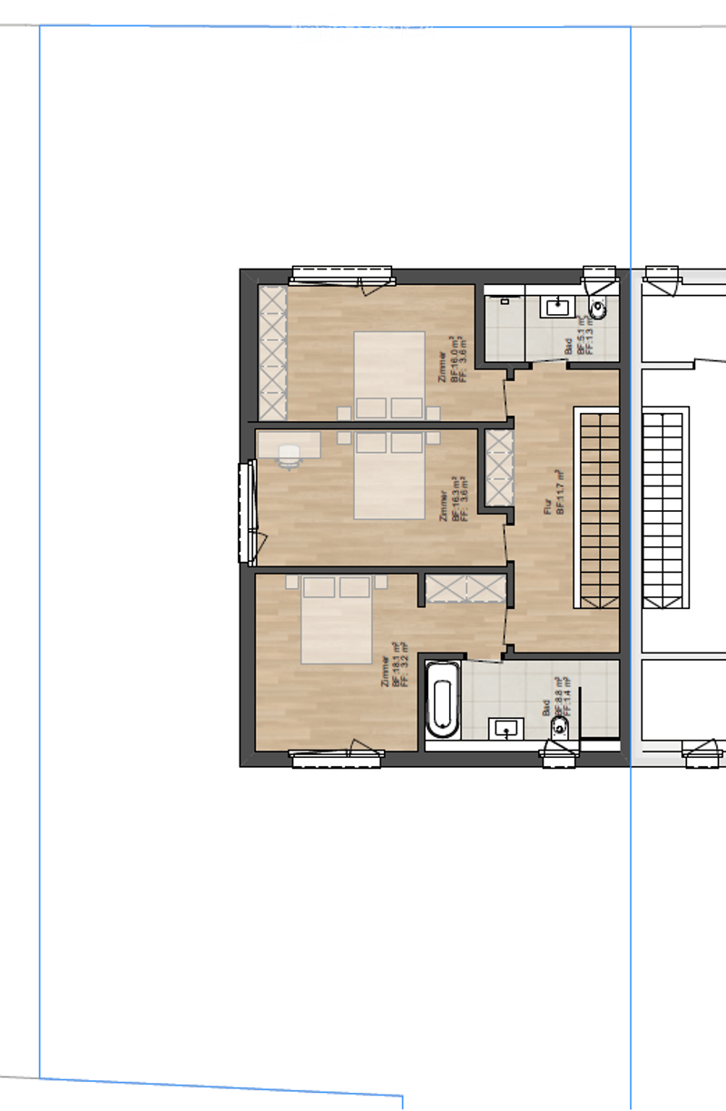 living room, kitchen, 2 bedrooms, 2 bathrooms, balcony