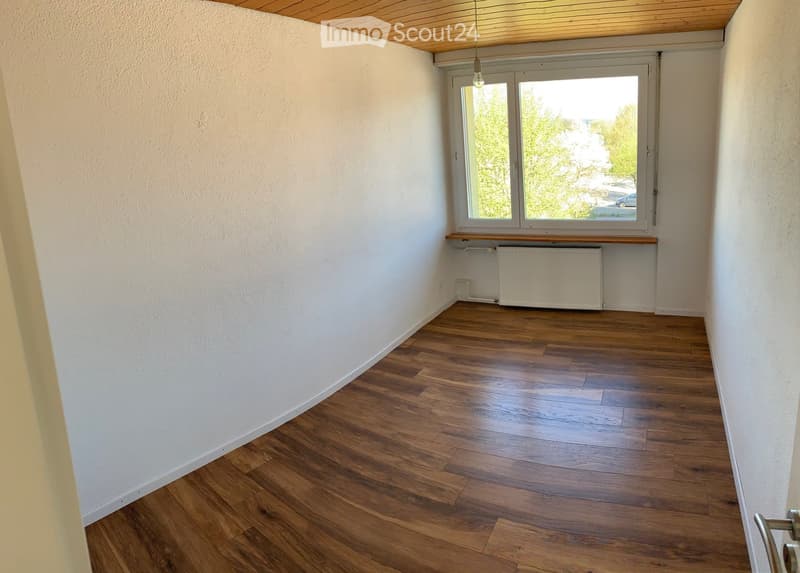 empty room, wooden floors, white walls, window, radiator, window sill
