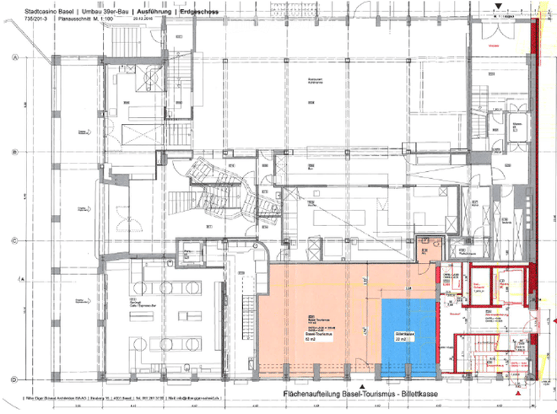 Floor plan of a multi-story building, including various rooms, corridors, and facilities.