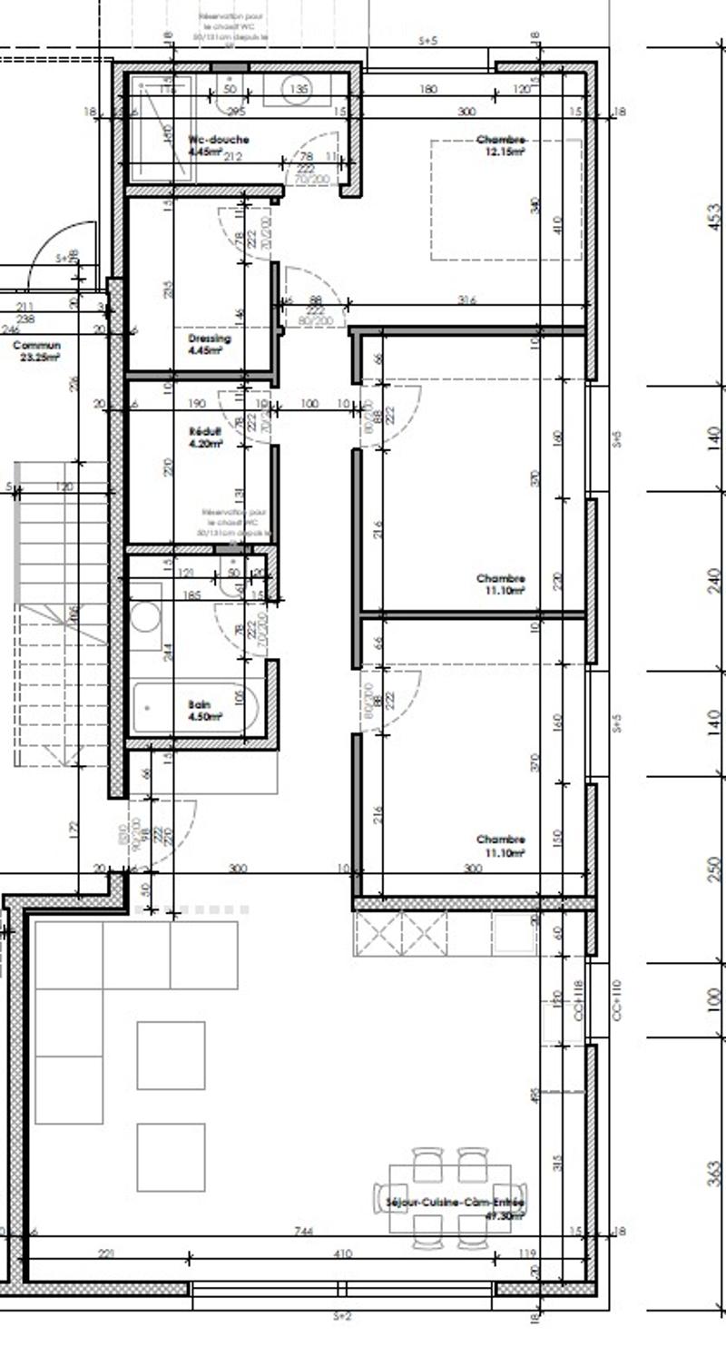 Floor Plan. Floor plan of a residential space featuring a living room, kitchen, three bedrooms, and a bathroom. Dimensions and room labels are provided.