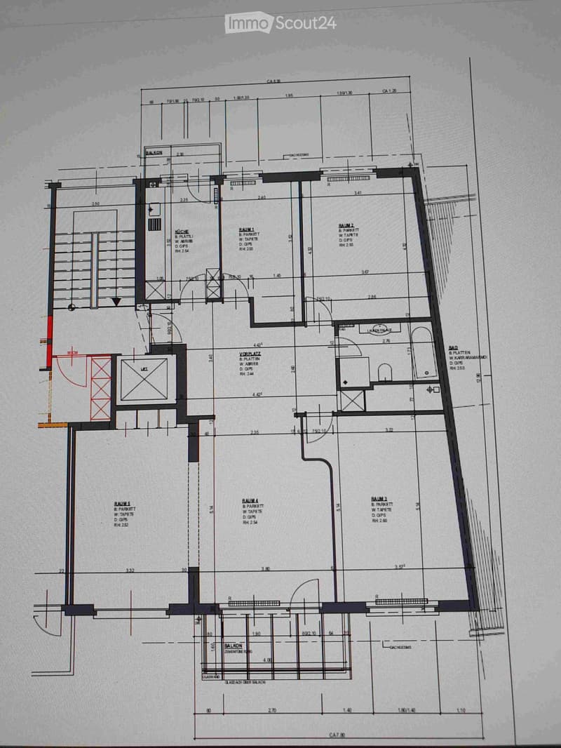 Floor plan showing multiple rooms including a kitchen, living room, bedrooms, and a balcony.