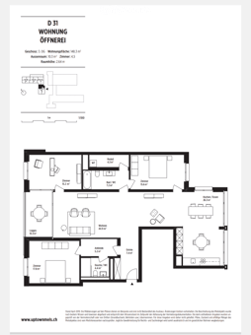 Floor plan of a multi-room apartment with labeled rooms including living room, kitchen, bedrooms, bathrooms, and hallway.