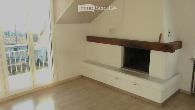 empty room, fireplace, sliding glass door, wooden floor