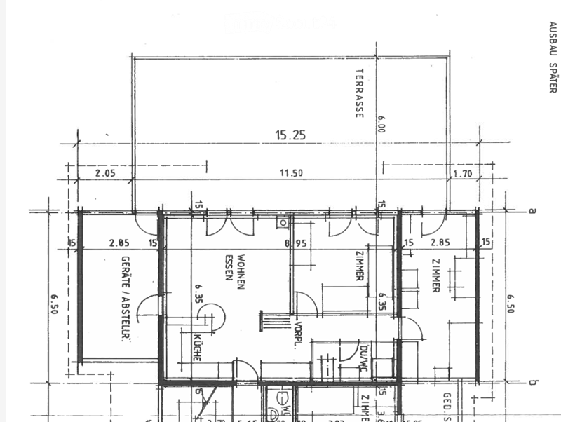 Floor plan showing a living room, kitchen, two bedrooms, two bathrooms, and a terrace.