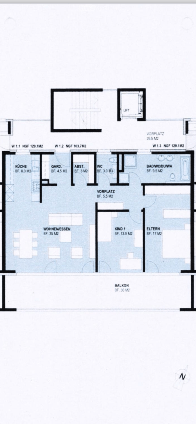 Floor plan of a residential unit with labeled rooms including kitchen, living room, bedroom, bathroom, and balcony.