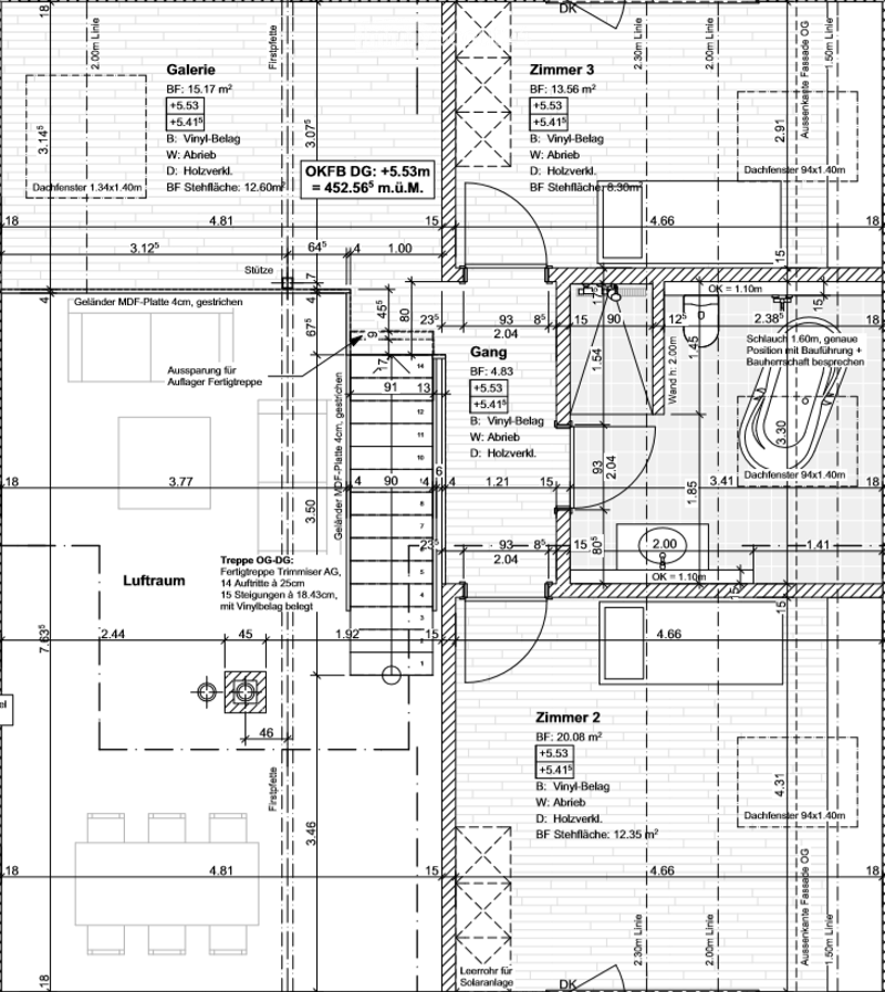 Floor plan of a multi-room apartment with labeled rooms including a gallery, hallway, and bedrooms. Dimensions and floor areas are indicated for each space.