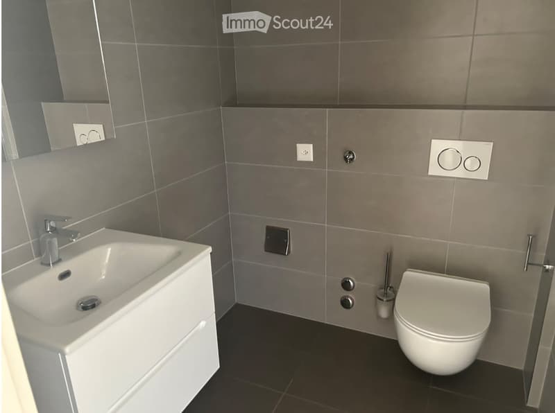 small bathroom with a toilet, sink, and mirror