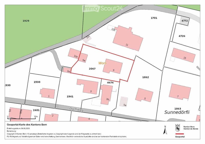 Geographical map showing property boundaries and plot numbers in a residential area, with labeled plots and streets.