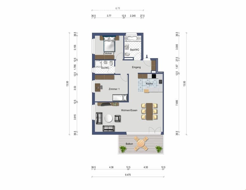 Appartamento moderno e bello di 3,5 locali con terrazza balcone di 12m2 a Grossaffoltern (17)