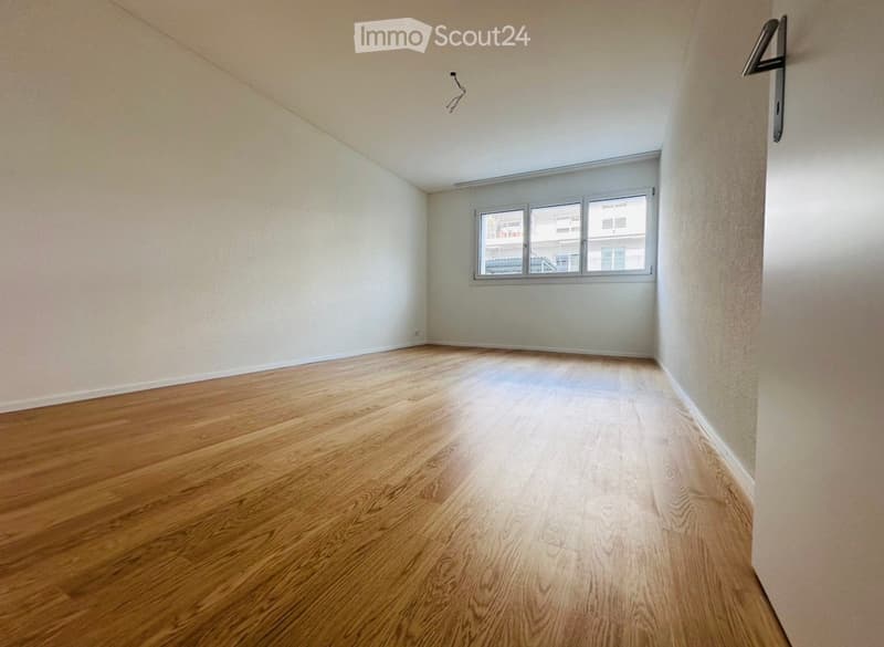 empty room, hardwood floors, white walls, window, door