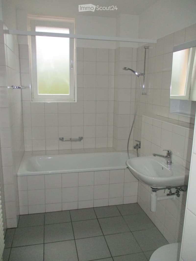 white tiles, bathtub, shower, sink, toilet, window
