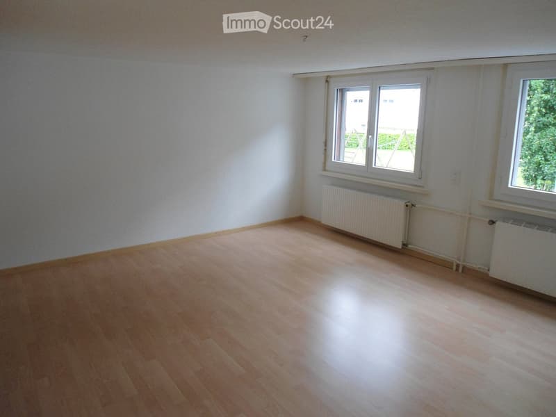 Empty room with wooden flooring, white walls, and two windows with radiators beneath them.