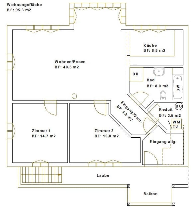 Living/dining room, kitchen, 2 bedrooms, bathroom, entrance hall, utility room, balcony