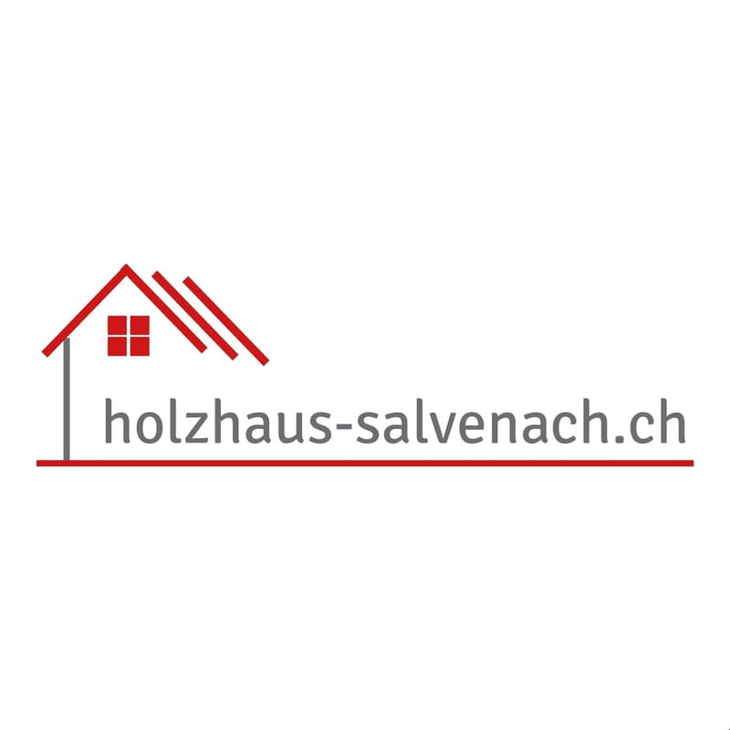 Logo of a company with a stylized house icon and the text "holzhaus-salvenach.ch".