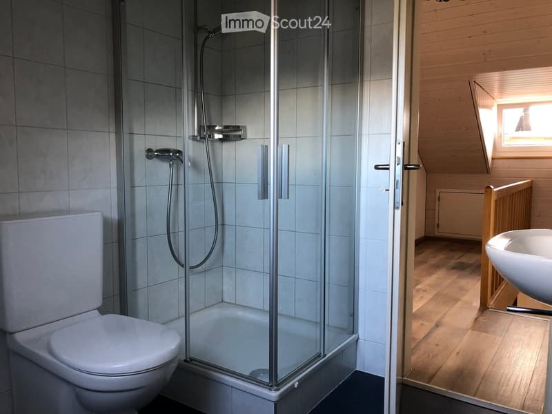 tiled walls, shower enclosure, toilet, basin