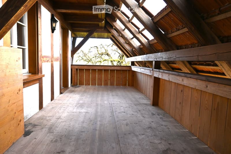 wooden floor, wooden walls, wooden ceiling, balcony, window, lamp