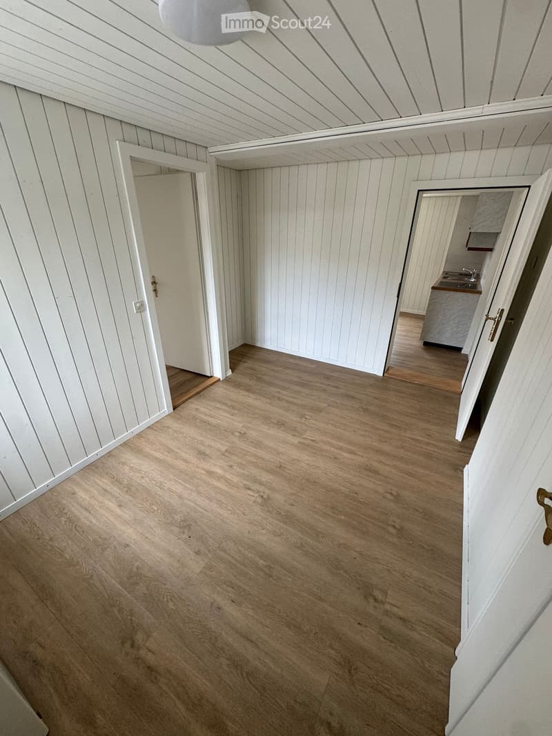 empty room, wooden floors, white walls, two doors, wooden flooring