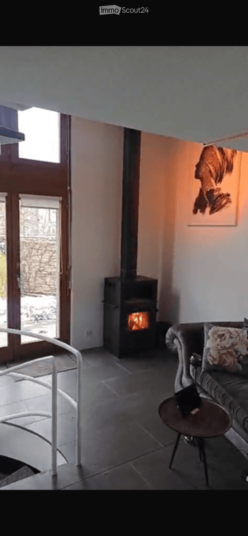 fireplace, modern design, couch, table, wood floors, window