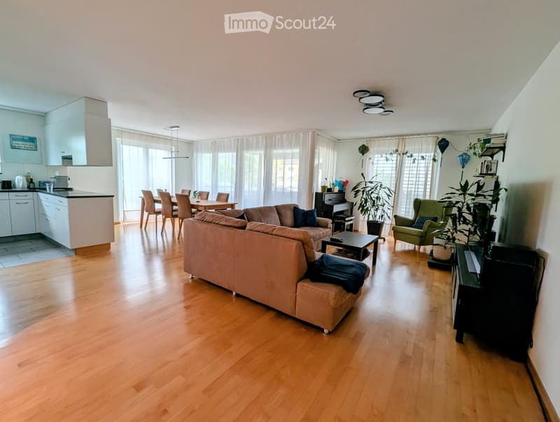 {"type": "Furnished Room", "objects": ["sofa", "coffee table", "armchair", "piano", "dining table", "chair", "kitchen cabinet", "kitchen counter", "kitchen sink", "kitchen faucet", "kitchen appliance", "kitchen shelf", "kitchen drawer", "kitchen cabinet",
