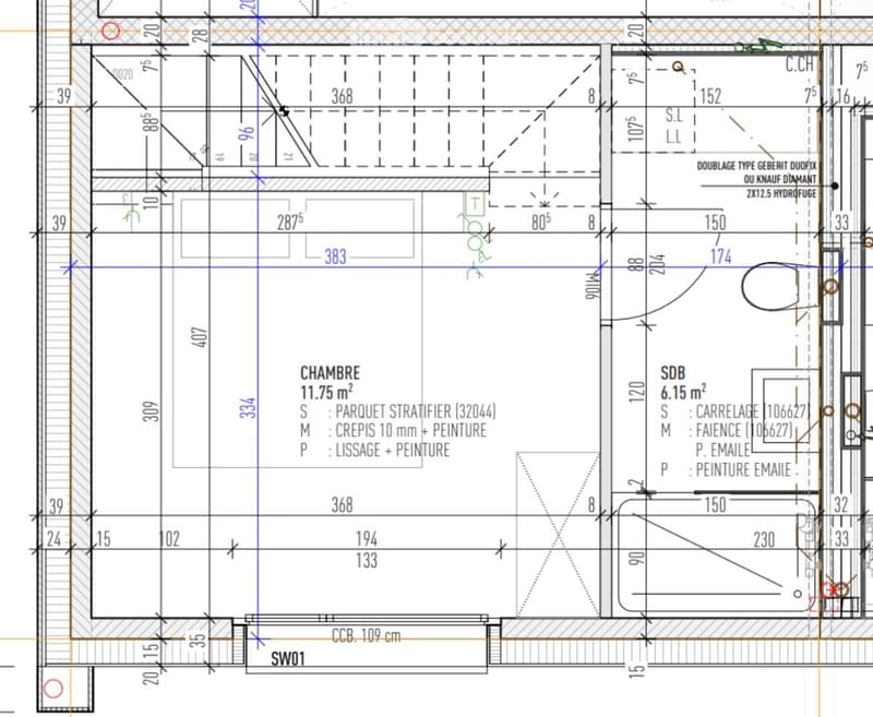 The floor plan shows living area, bedrooms, and bathroom with parking and storage spaces. There are also dimensions given for each room.