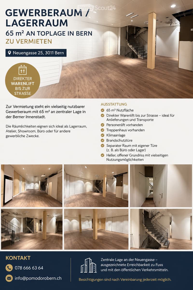 Empty commercial space with wooden flooring, white walls, and a staircase visible in the background. No furniture or equipment present.
