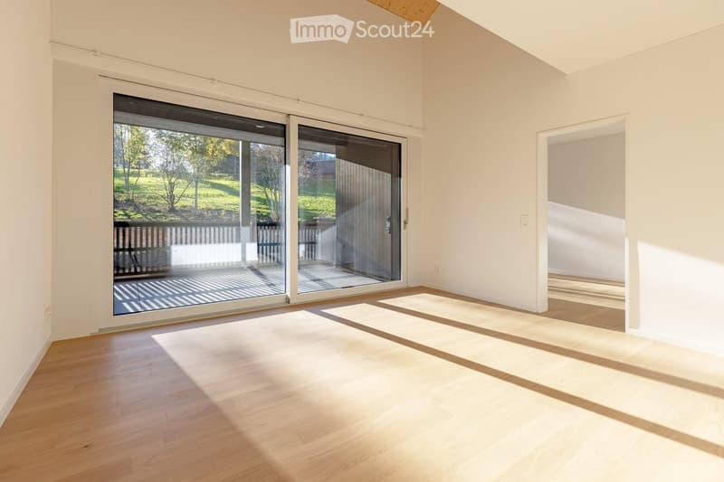 slidable glass doors, balcony, wooden floor