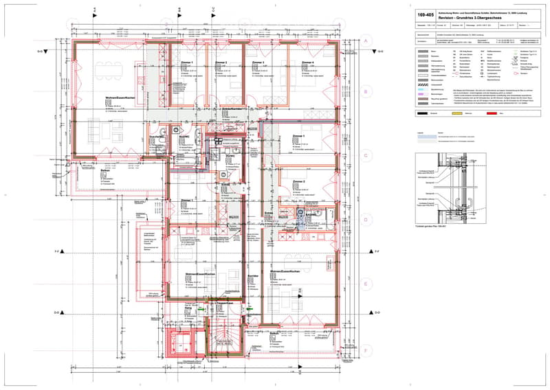 Ground floor plan of a residential and commercial building, showing living spaces, kitchen, bathrooms, entrance, corridor, and balcony.