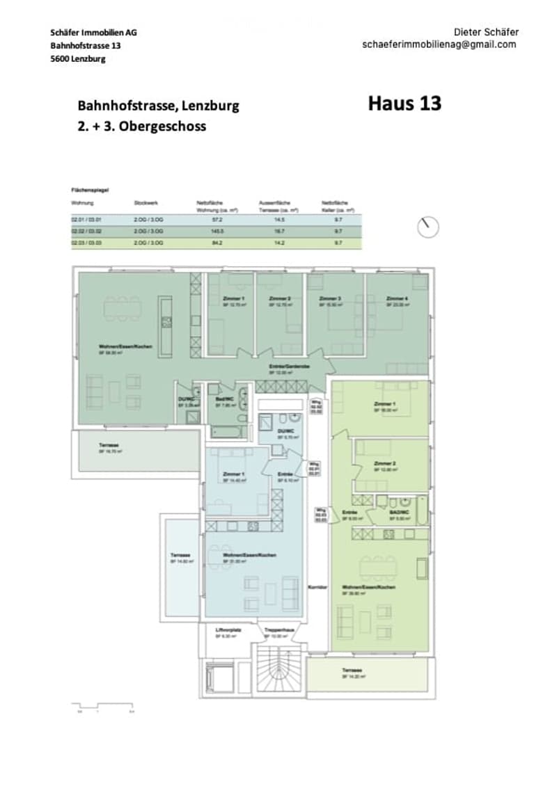 Floor plan of a two-story house showing multiple rooms including living spaces, bedrooms, bathrooms, and terraces.