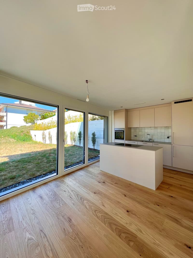 Appartamento nuovo di 2.5 locali con terrazza e prato privato, bella vista sul lago e le montagne (1)