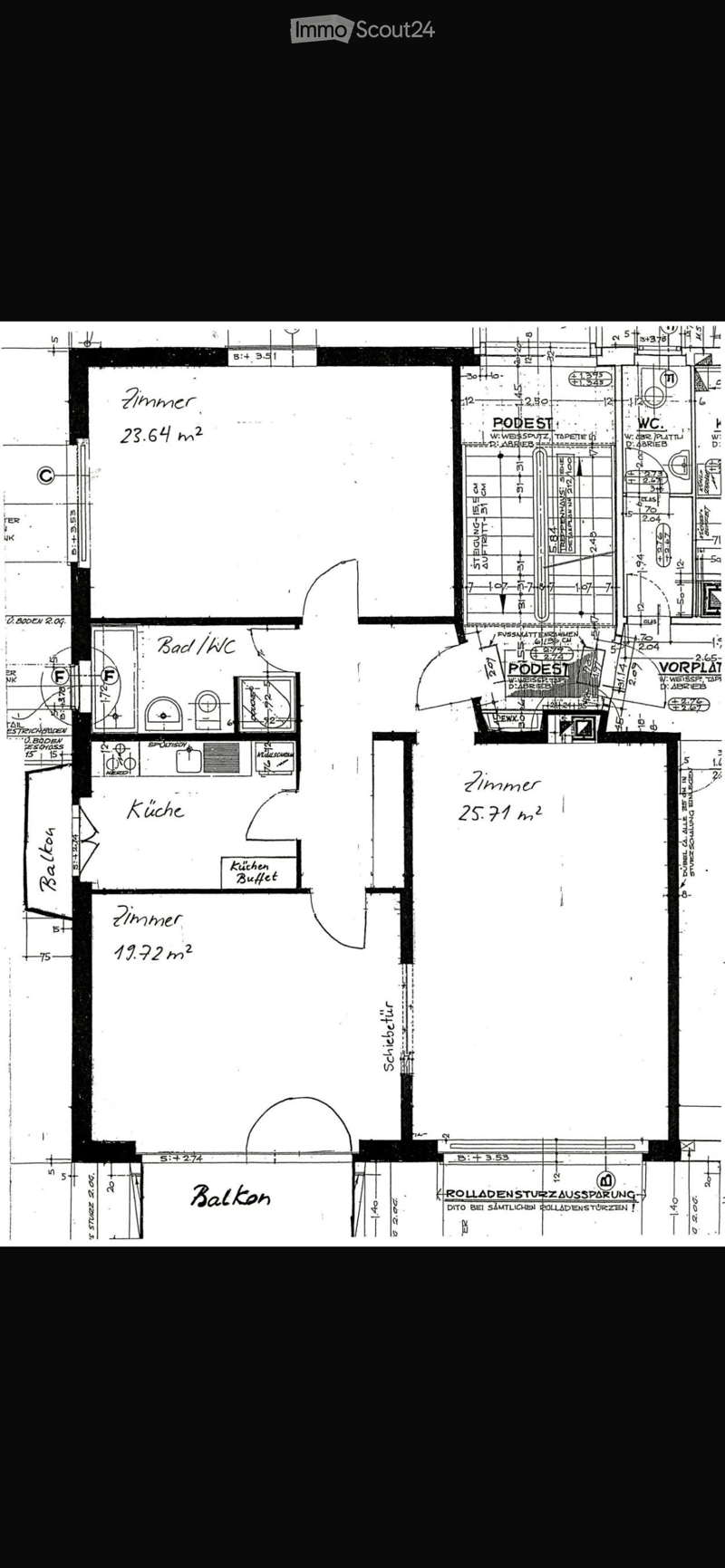 3 bedrooms, kitchen, bathroom, balcony