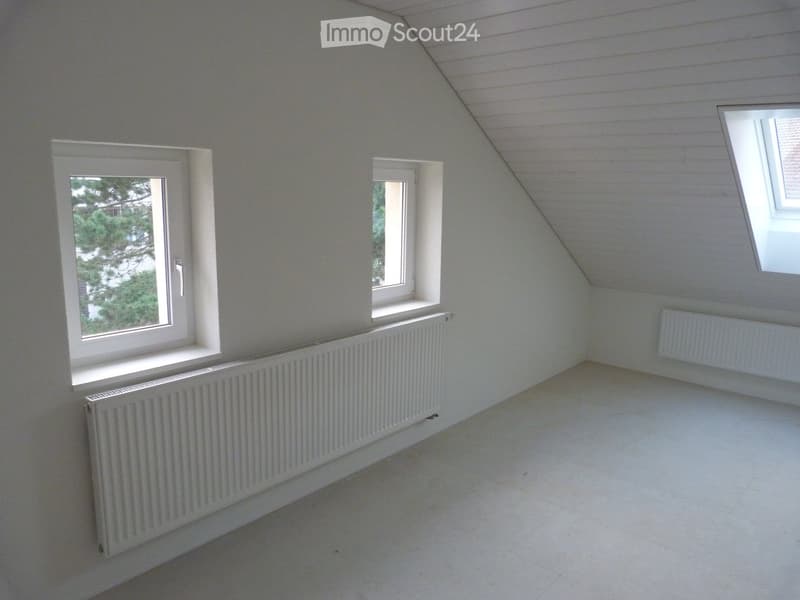 empty room, white walls, white ceiling, white flooring, 2 windows, 2 radiators