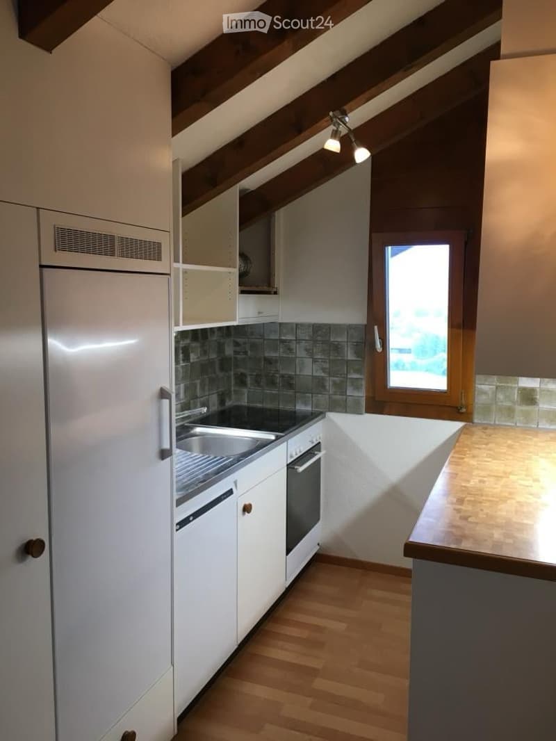 Modern kitchen with white cabinets, stainless steel appliances, wooden flooring, and a window providing natural light.