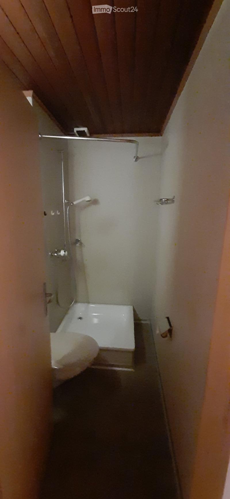 Small bathroom with a toilet, a glass-enclosed shower stall, and a faucet.