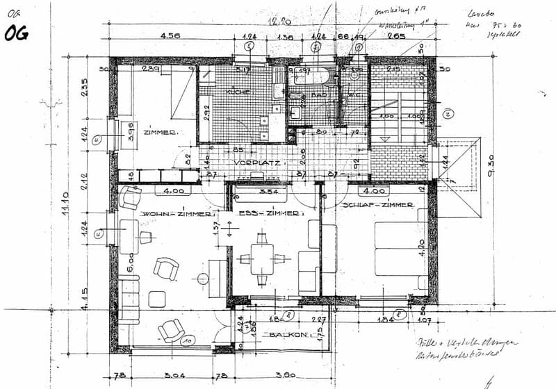 Living room, kitchen, 3 bedrooms, 2 bathrooms, balcony