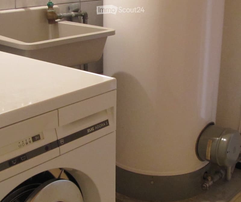 Bathroom with a sink and a toilet, both white, with visible plumbing fixtures.