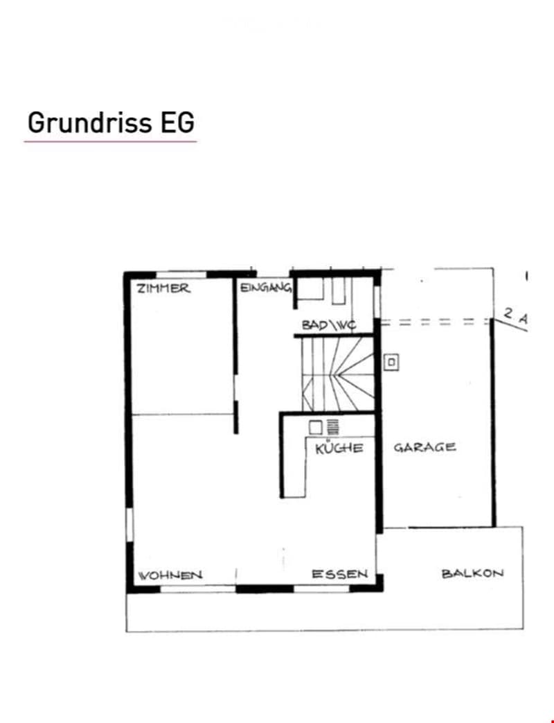 Ground floor layout showing living room, dining area, kitchen, bathroom, bedroom, entrance, garage, and balcony.