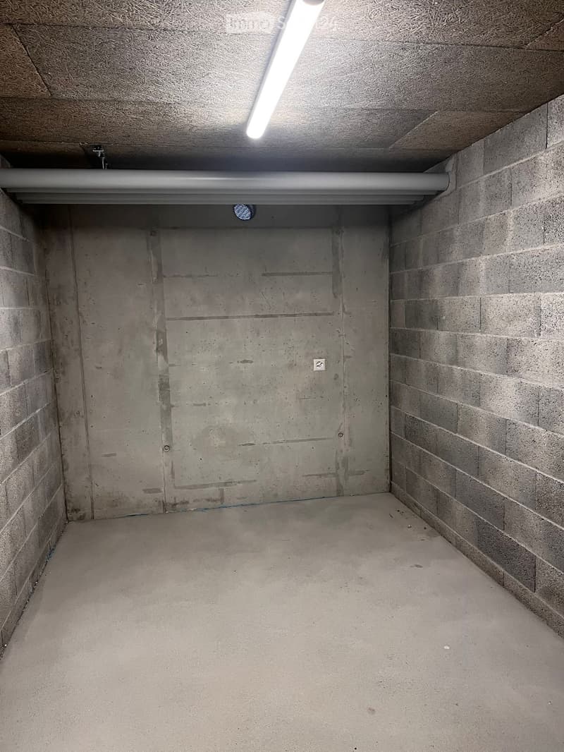 empty room, concrete walls and ceiling, ceiling lamp, no furniture