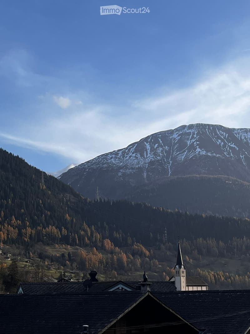 House with a view of a snowy mountain