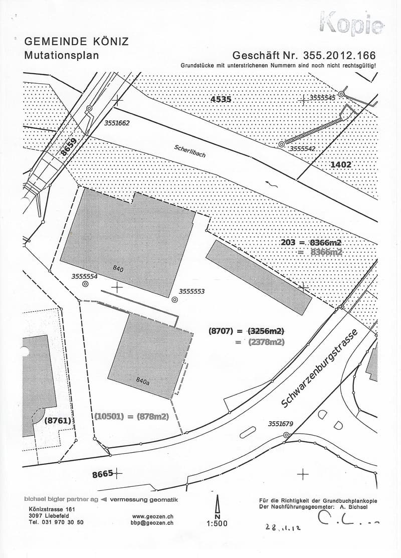 Floor plan showing land plots and property boundaries with numbered sections and measurements.