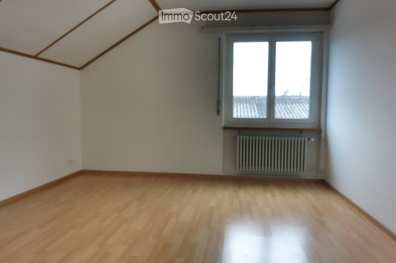 Empty room with wooden flooring, white walls, and a large window with a radiator below it.