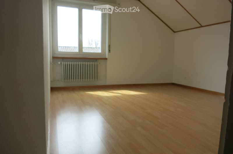 Empty room with wooden flooring, white walls, and a window with a radiator below it. No furniture or personal items are present.