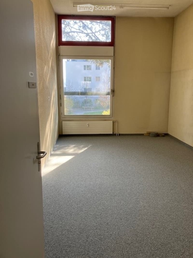 Empty room with a window, radiator, and a door