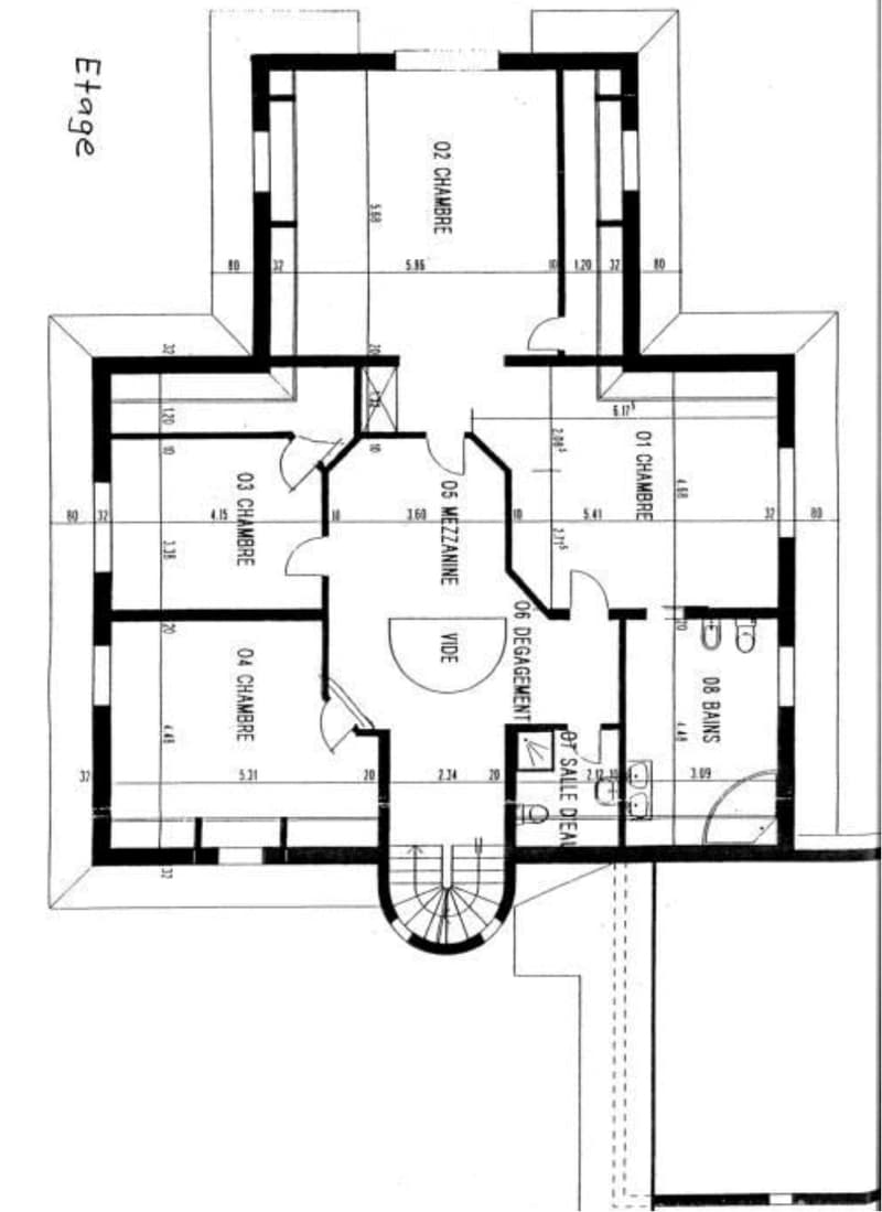 Floor plan showing a layout with four bedrooms, a living room, a dining room, a hallway, and a bathroom.