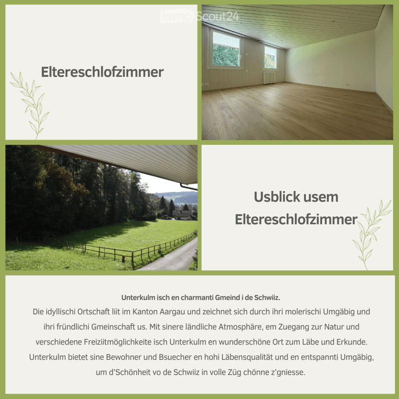 Empty room with wooden flooring, white walls, and large windows offering a view of greenery.