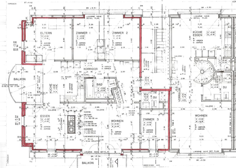Floor plan of a residential space showing multiple rooms including a kitchen, living room, bedrooms, bathrooms, and a balcony.
